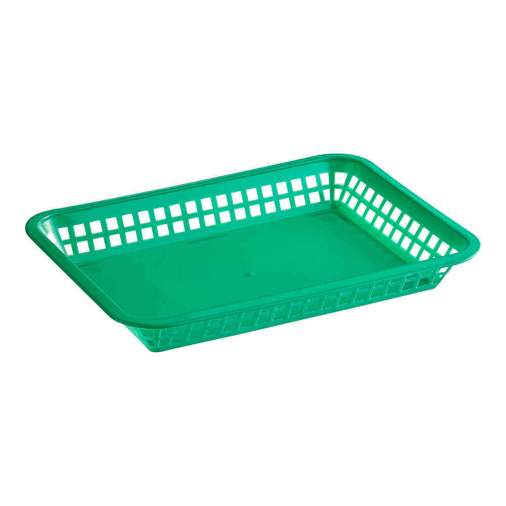 Choice 12" x 8 1/2" x 1 1/2" Green Rectangular Plastic Fast Food Basket