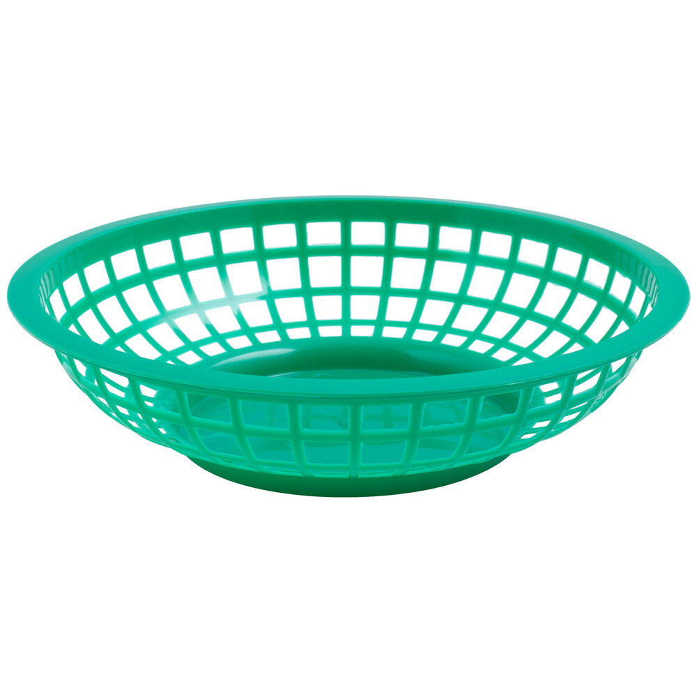 Choice 8" x 2" Round Green Plastic Fast Food Basket 12/Pack