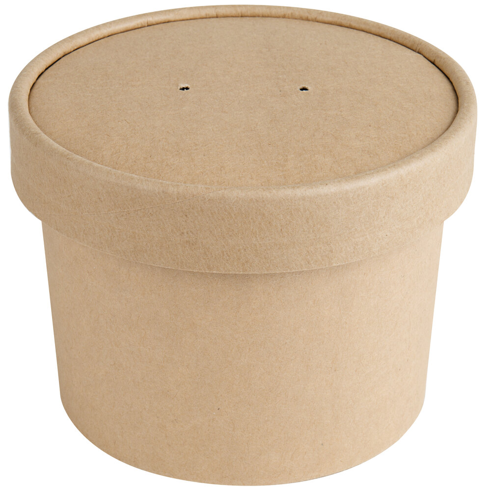 EcoChoice Kraft Paper Food Cup with Vented Lid 12 oz. - 25/Pack