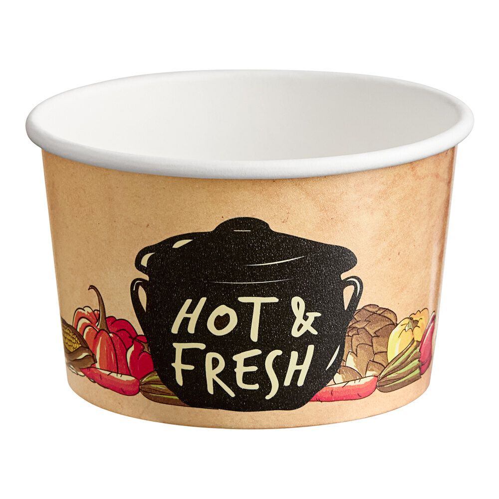 Choice 8 oz. Medley Double Poly-Coated Paper Soup / Hot Food Cup - 50/Pack