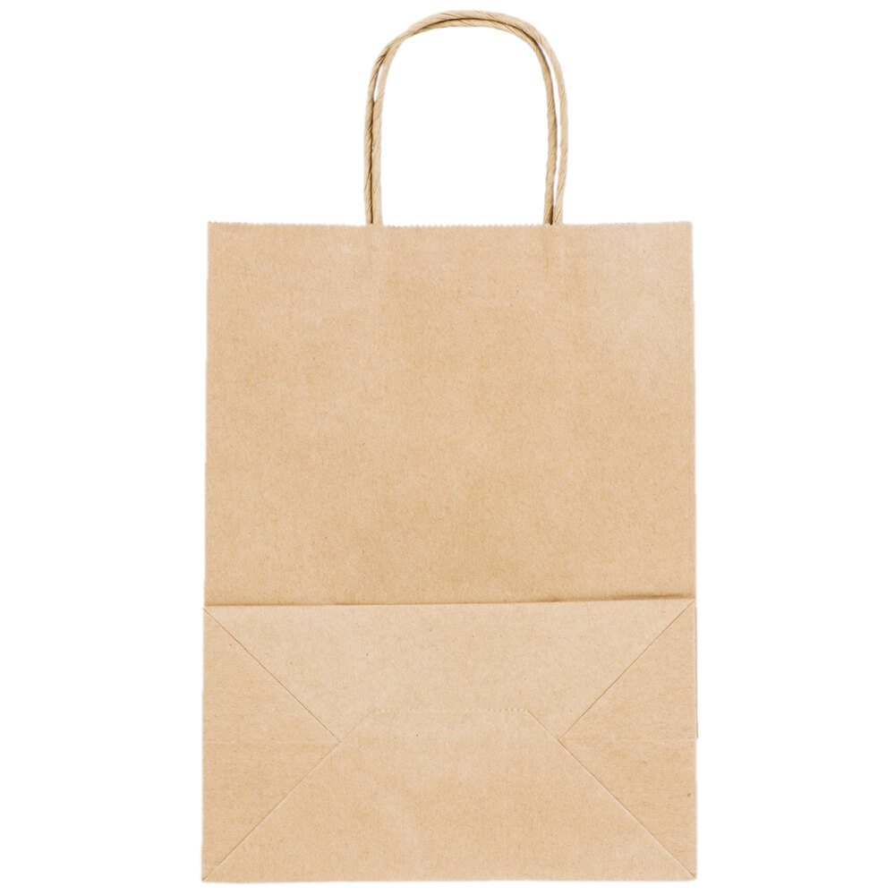 Natural Kraft Trim Shopping Bag with Handles 8" x 4 1/2" x 10 5/8