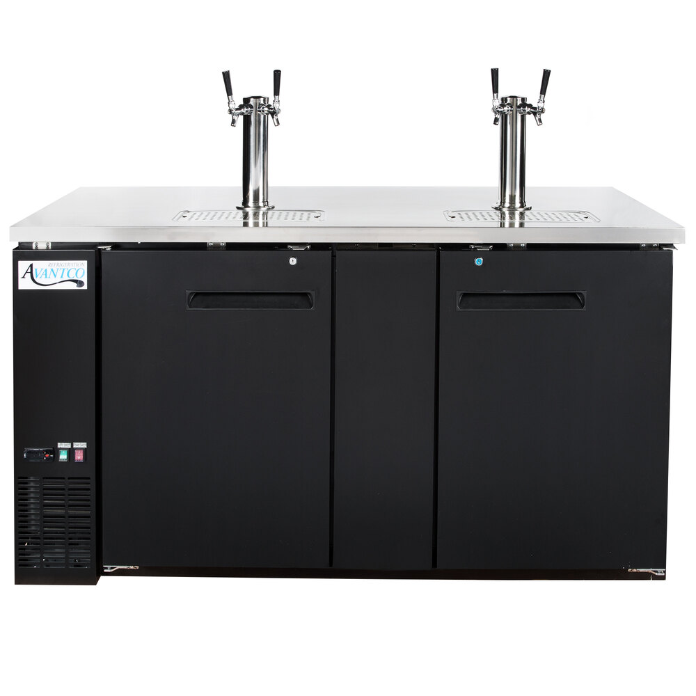 Avantco UDD3HC Black Kegerator / Beer Dispenser with 2 Double Tap