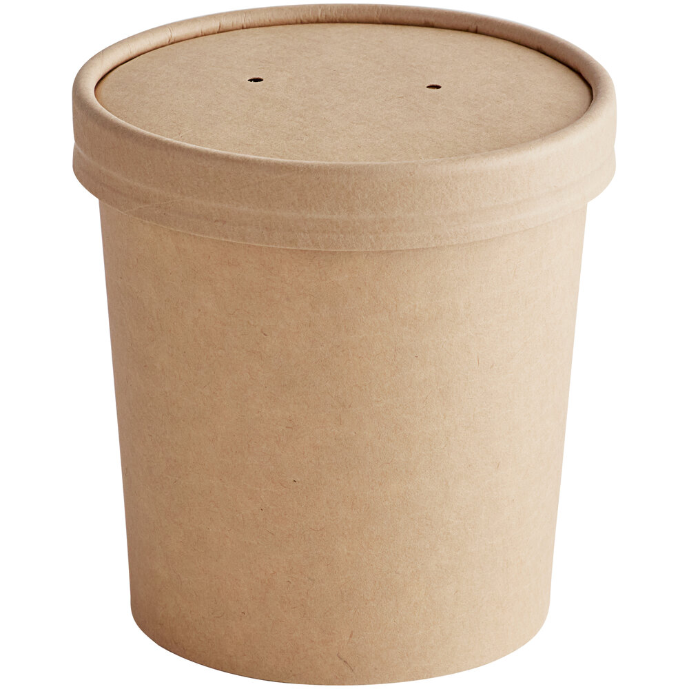 EcoChoice Kraft Paper Food Cup with Vented Lid 16 oz. 25/Pack