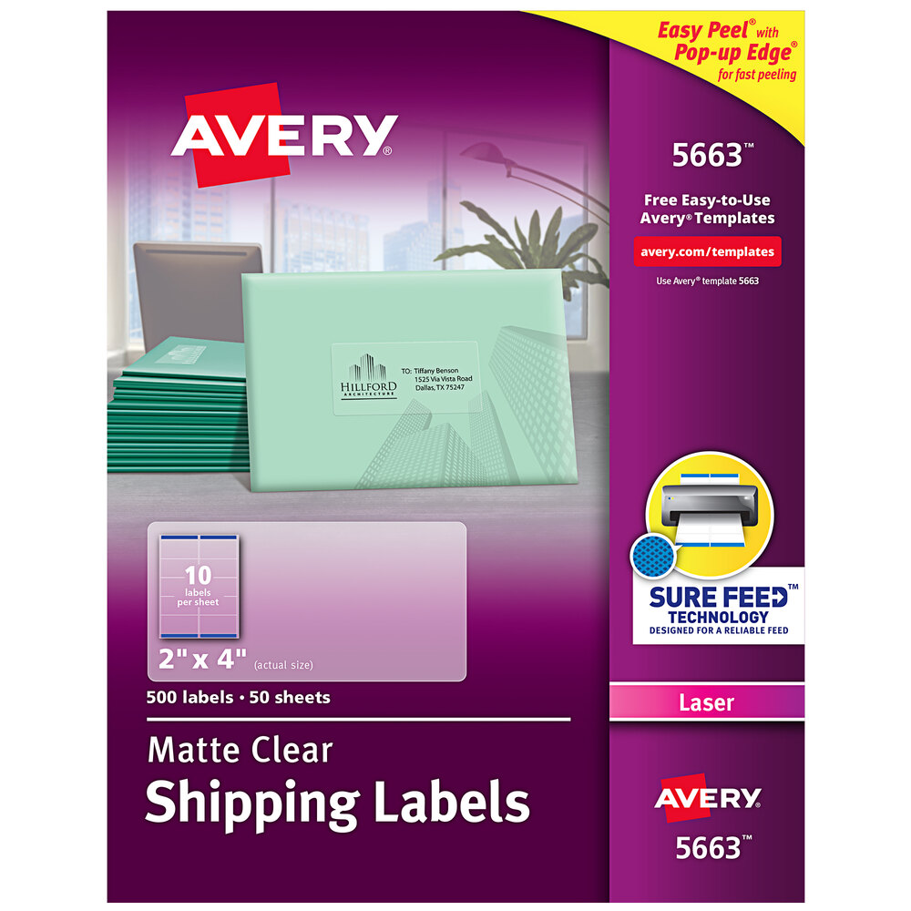 Avery 200 20" x 20" Easy Peel Matte Clear Shipping Labels - 20/Box Within 2X4 Label Template