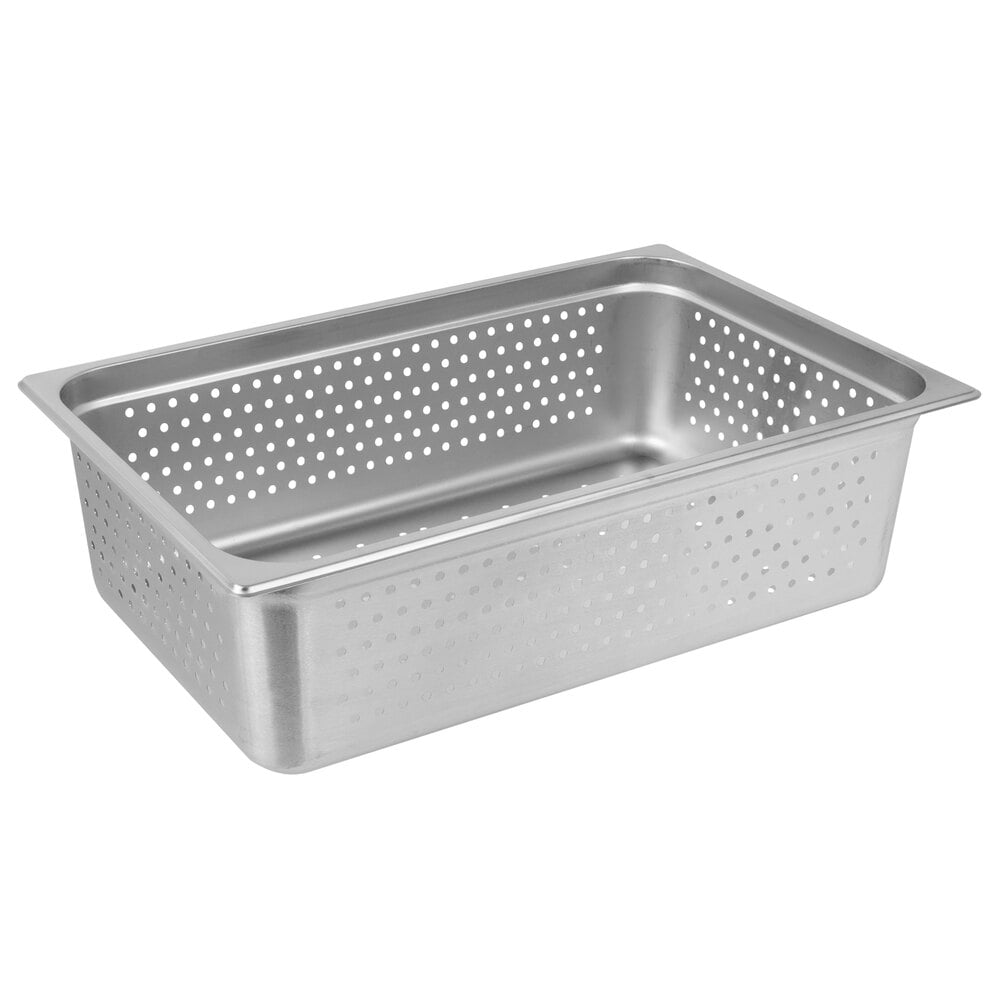 Perforated Steam Table Pan Hotel Full Size 4"Deep Stainless Steel Pans 6 Pack 