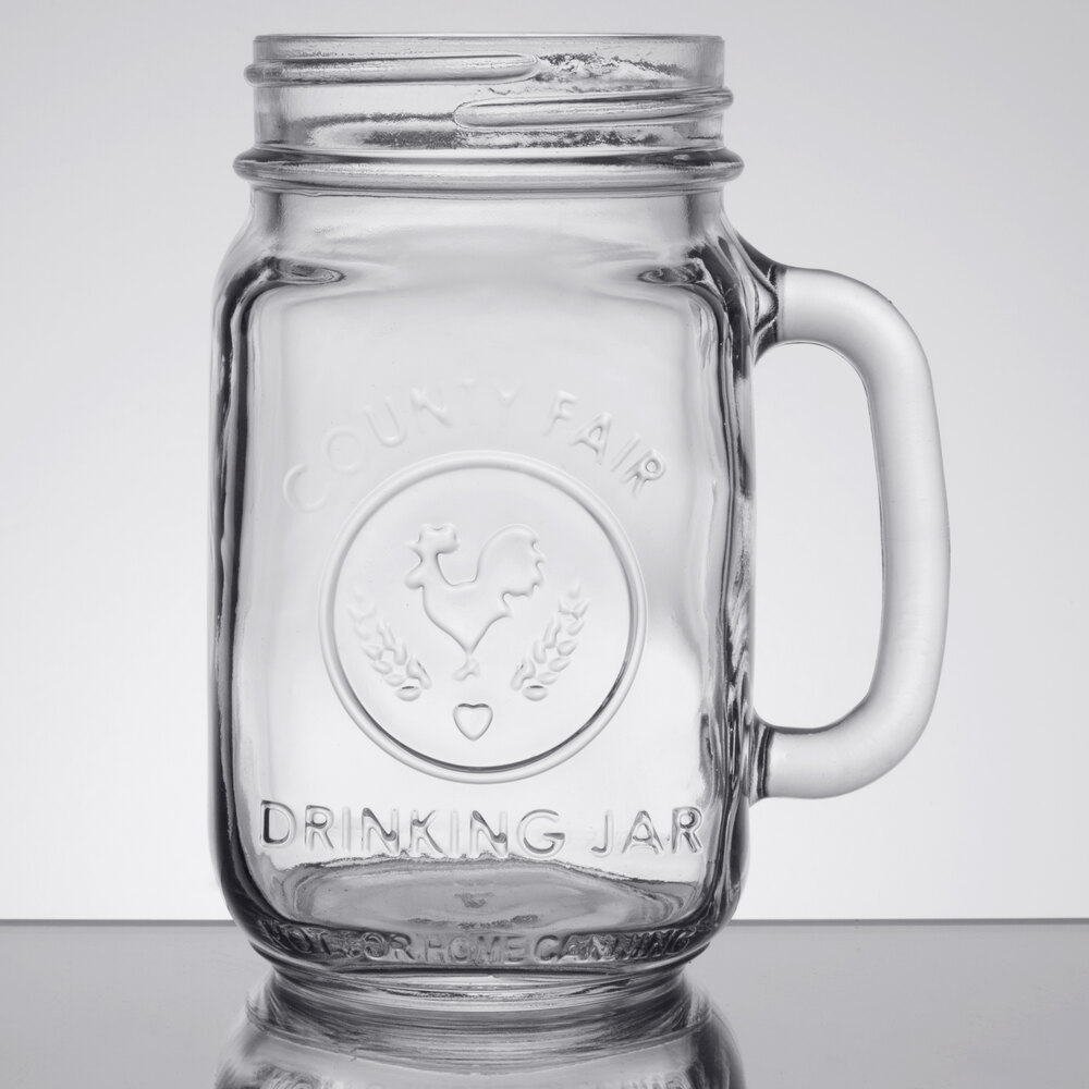 Libbey "County Fair" Mason Jar Drinking Glasses with Handle 16 oz 12/Case