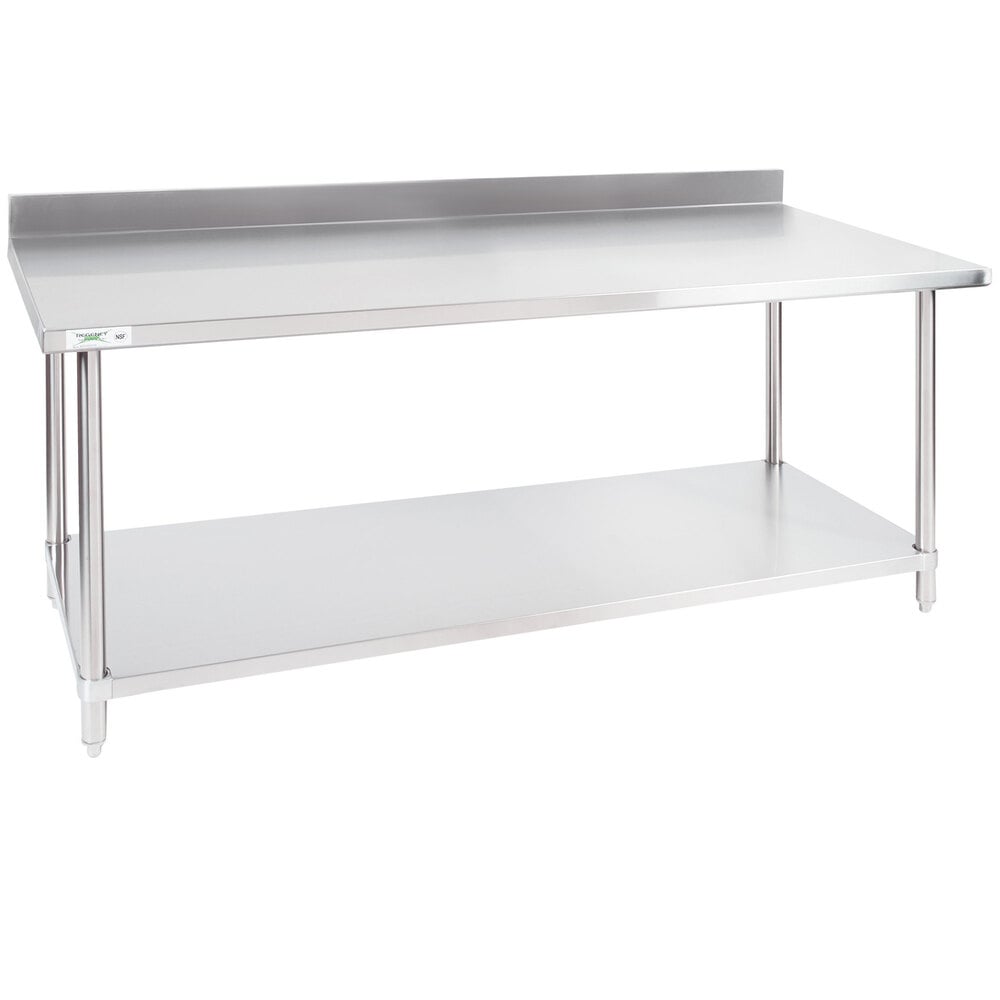 Regency 30 inch x 72 inch 16-Gauge Stainless Steel Commercial Work Table with 4 inch Backsplash and Undershelf
