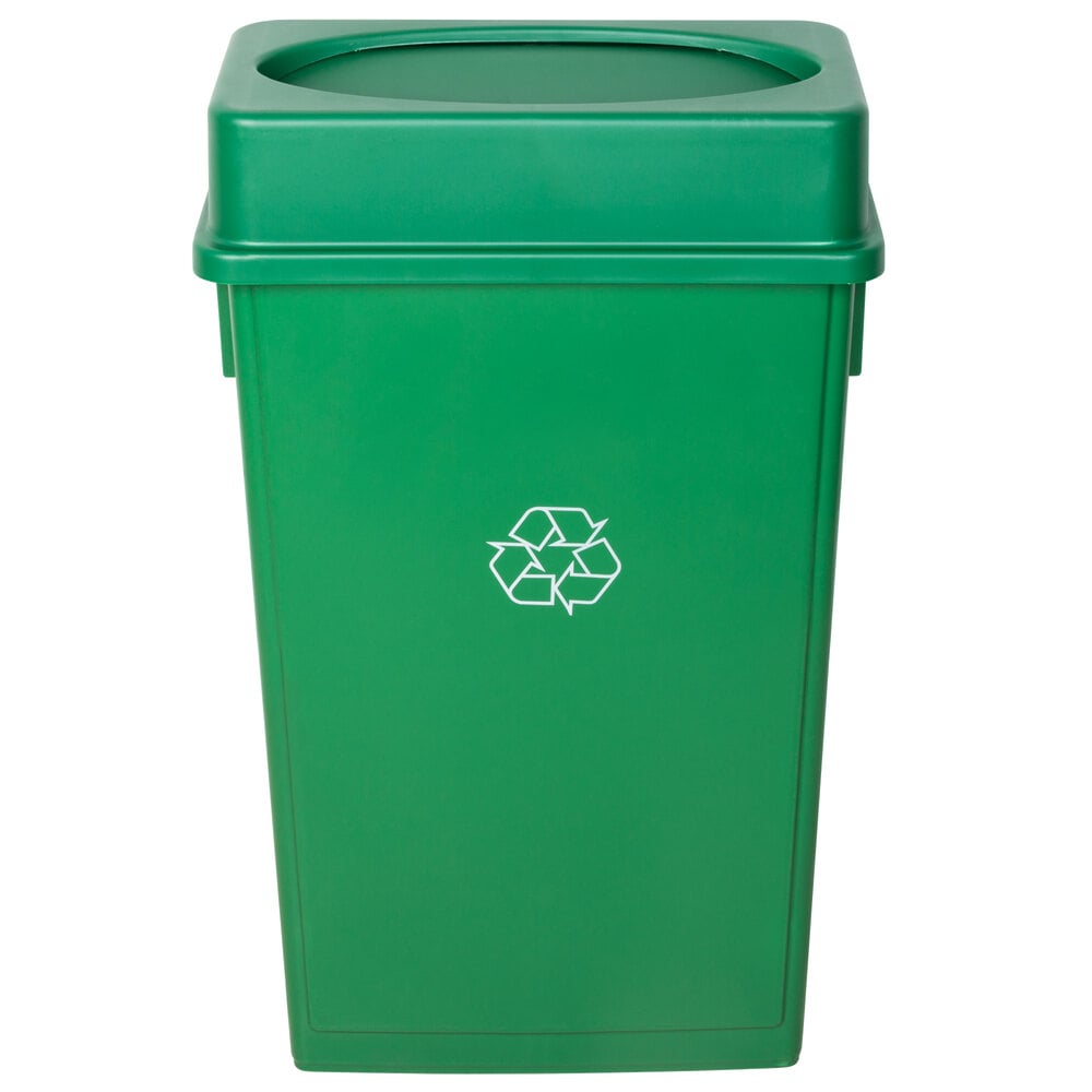 Lavex 23 Gallon Green Slim Rectangular Recycling Can and Green Drop ...