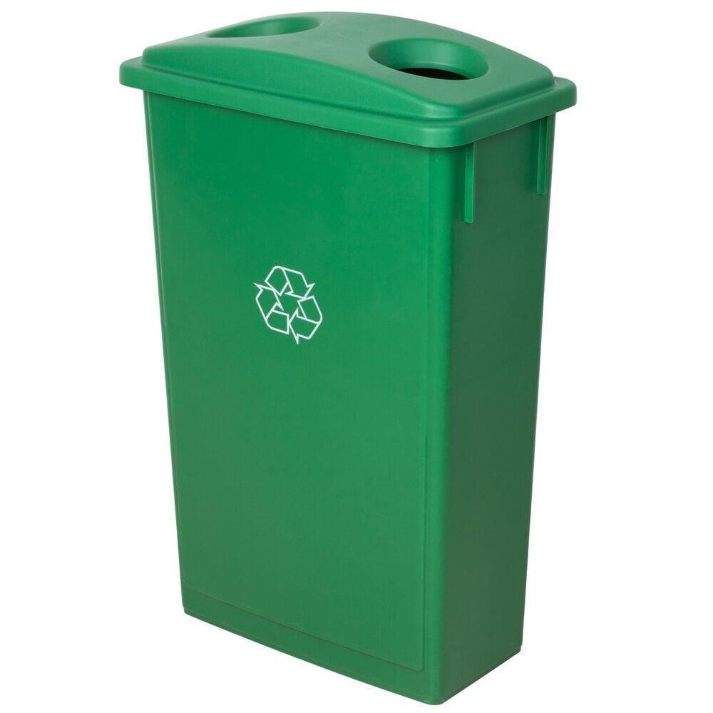 Lavex Janitorial 23 Gallon Green Slim Recycling Can and Green Lid with ...