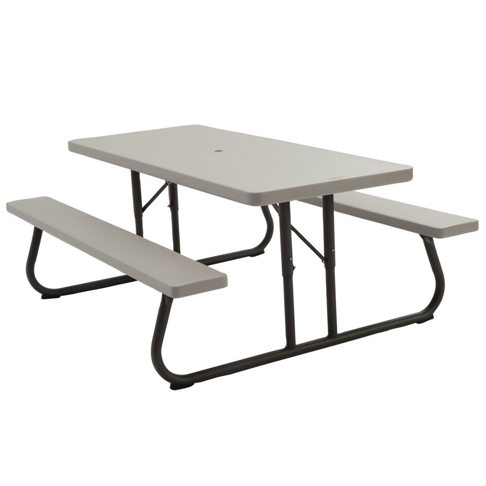 New Lifetime Picnic Table 22119 Plastic Top 6-Ft Putty with Steel Folding Frame 