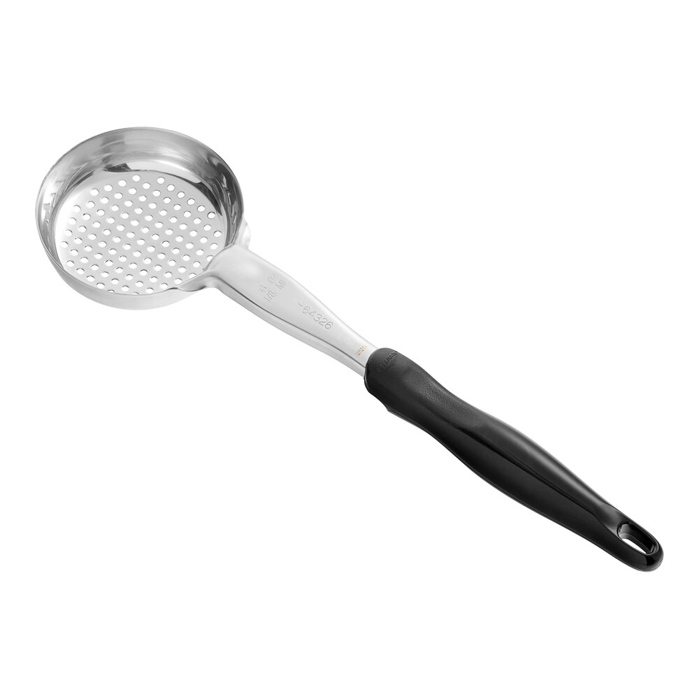 Vollrath Stainless Steel Perforated Spoodle With Black Handle – 6 Oz Kitchen Serving Spoon/Ladle