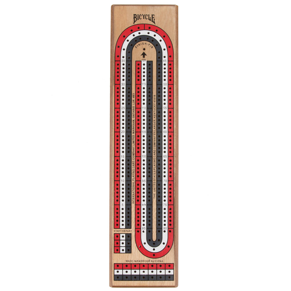Bicycle 1007289 3-track Color Coded Wooden Cribbage Board Game for sale online 
