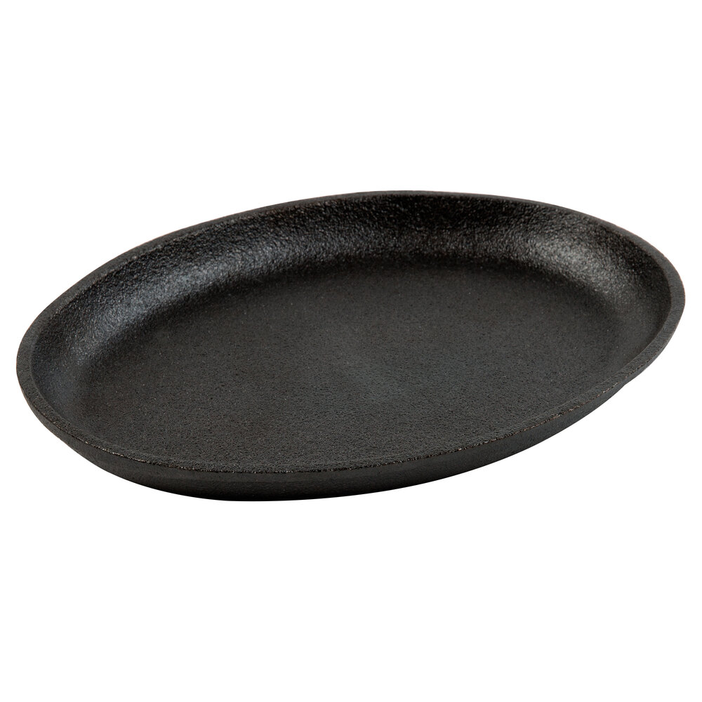 thumbnail image 2 of MyXOHome 9x7 Inch Oval Cast Iron Fajita Skillet With Wooden Base – Black 2 of 4