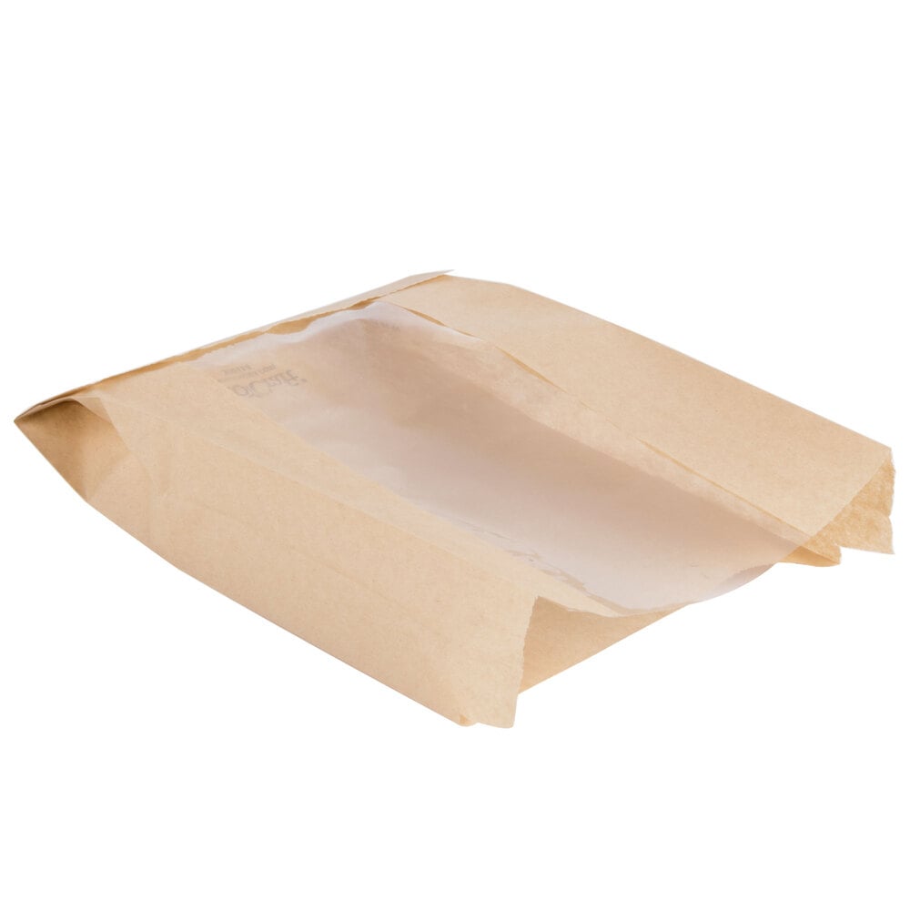 EcoCraft Kraft Paper Single Serve Window Bag 5"L x 1 1/2"D x 7"H 