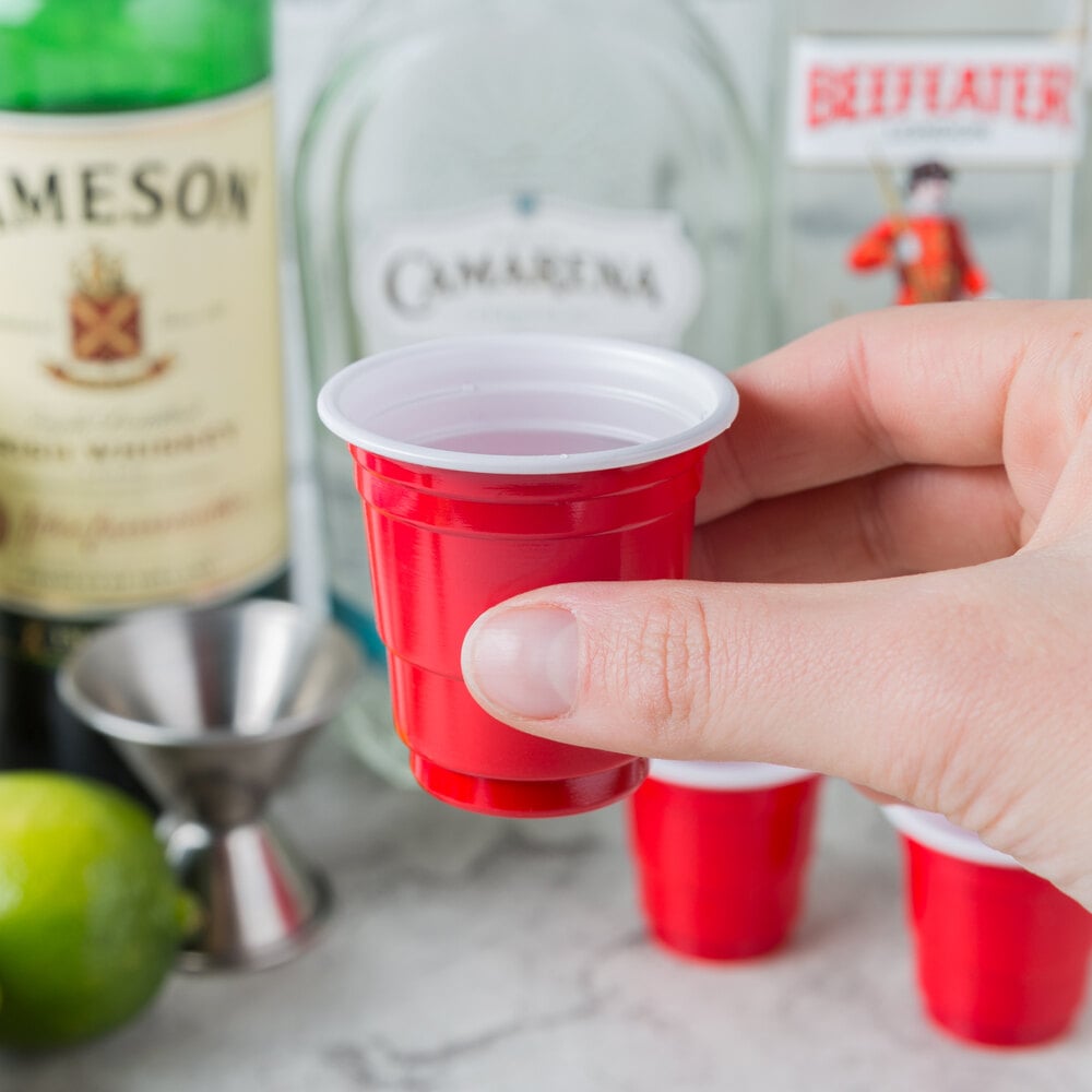 Choice 2 oz. Red Plastic Shot Cup - 50/Pack