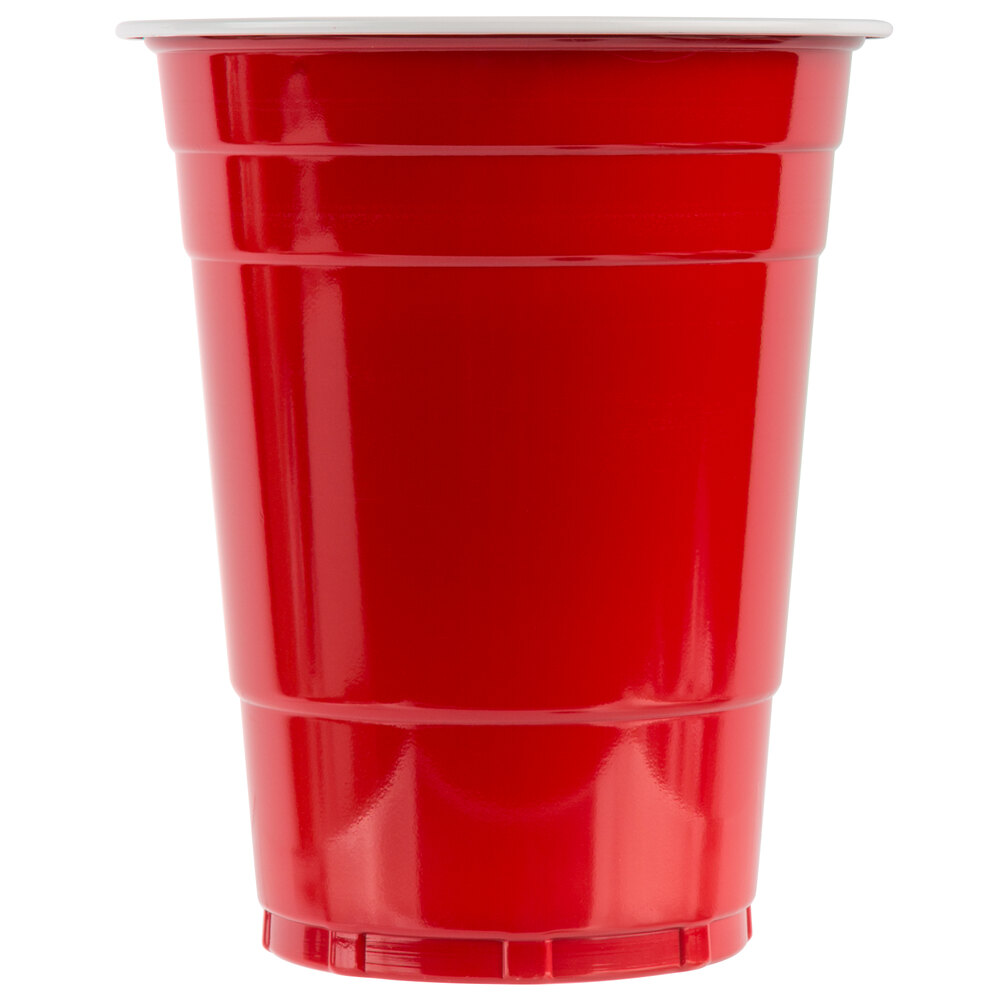RW Base 16-oz Red Plastic Party Cup - 3 3/4 x 3 3/4 x 4 3/4 - 500 count  box