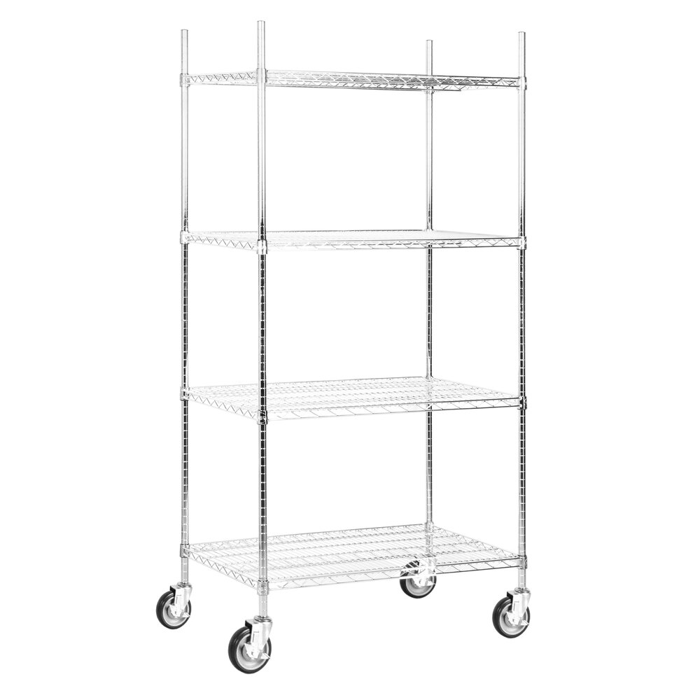 Regency 24 inch x 36 inch NSF Stainless Steel 4-Shelf Kit with 64 inch Posts and Casters