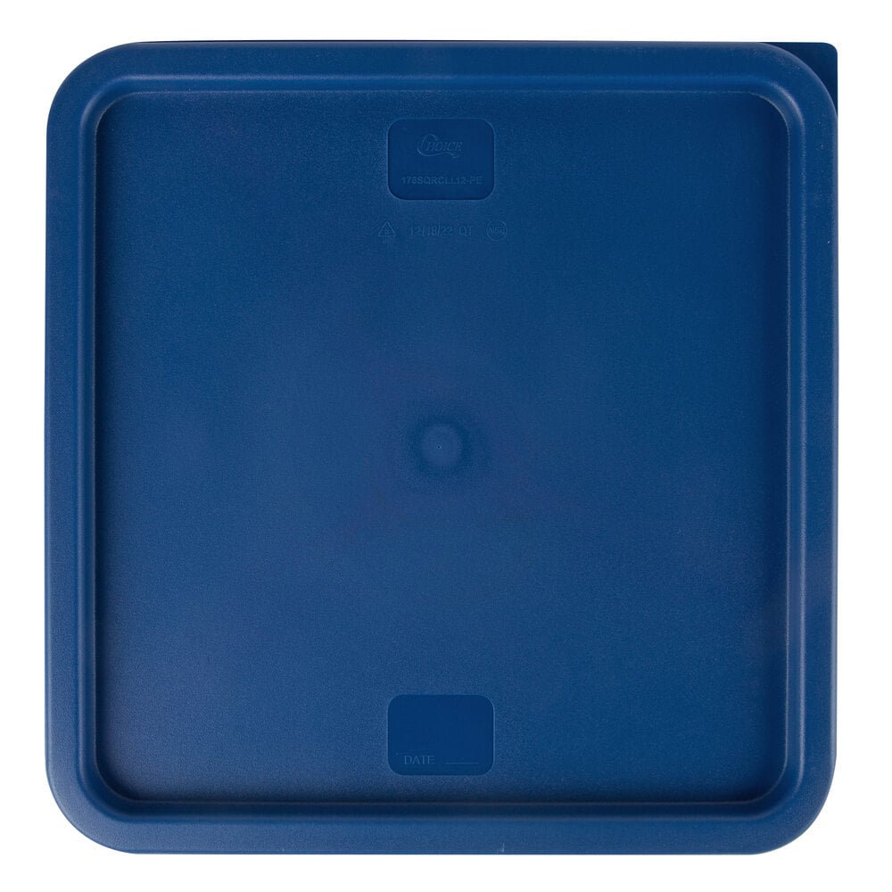 Choice 12, 18, and 22 Qt. Blue Square Polyethylene Food Storage Container  Lid