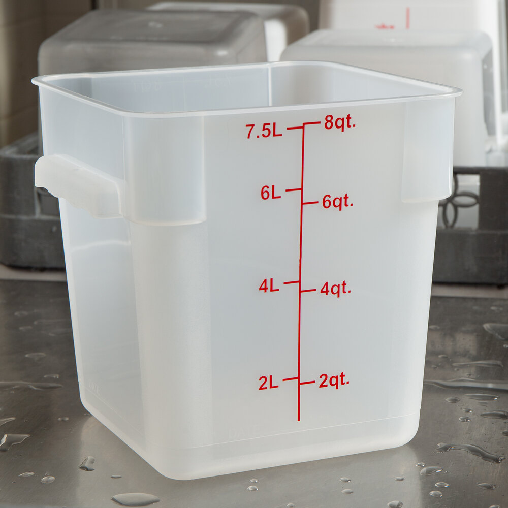 Choice 8 Qt. Translucent Square Polypropylene Food Storage Container ...