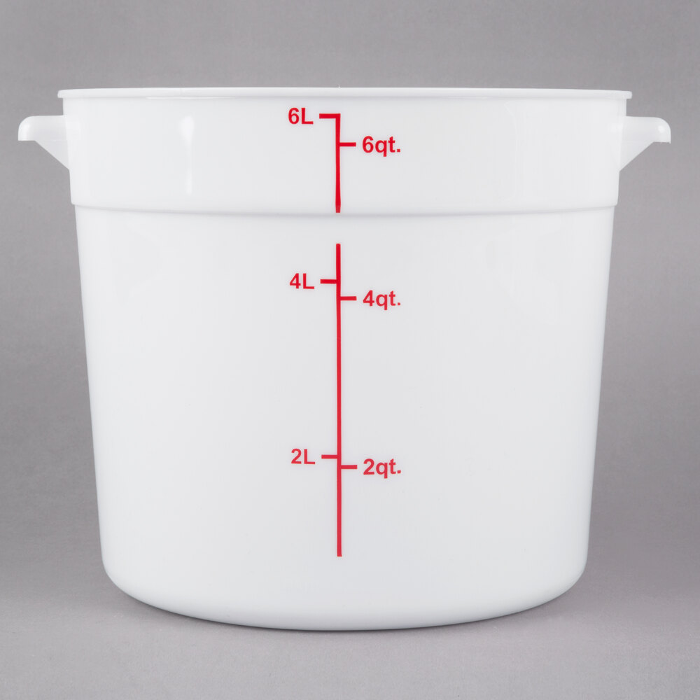 Choice 6 Qt. White Round Polypropylene Food Storage Container