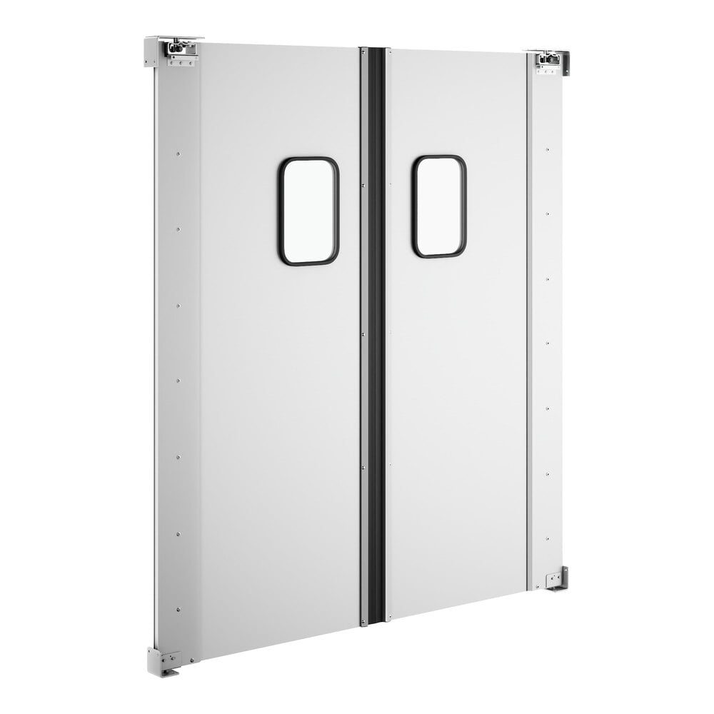 Regency Double Aluminum Swinging Traffic Door with 9 inch x 14 inch Window - 72 inch x 84 inch Door Opening