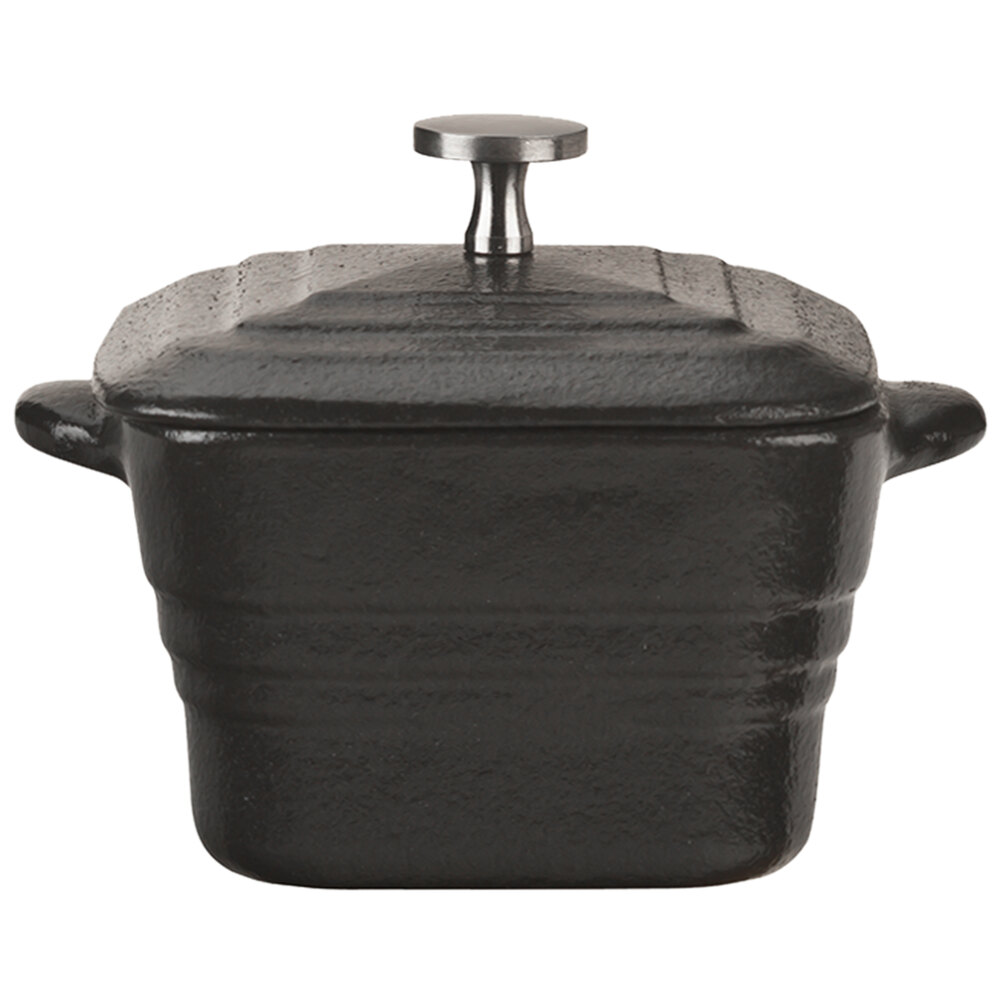 World Tableware CIS26 7.5 oz. Square Miniature Cast Iron Dutch Oven