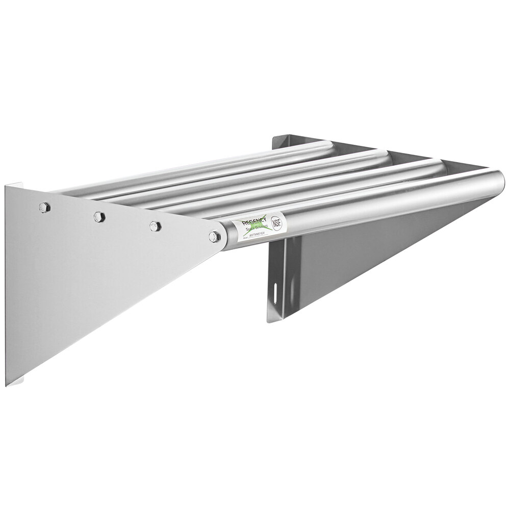 Regency 16 inch x 24 inch Stainless Steel Tubular Wall Mounted Shelf