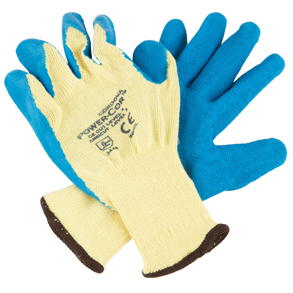 Cordova PowerCor Yellow Kevlar® Cut Resistant Gloves with Blue Latex