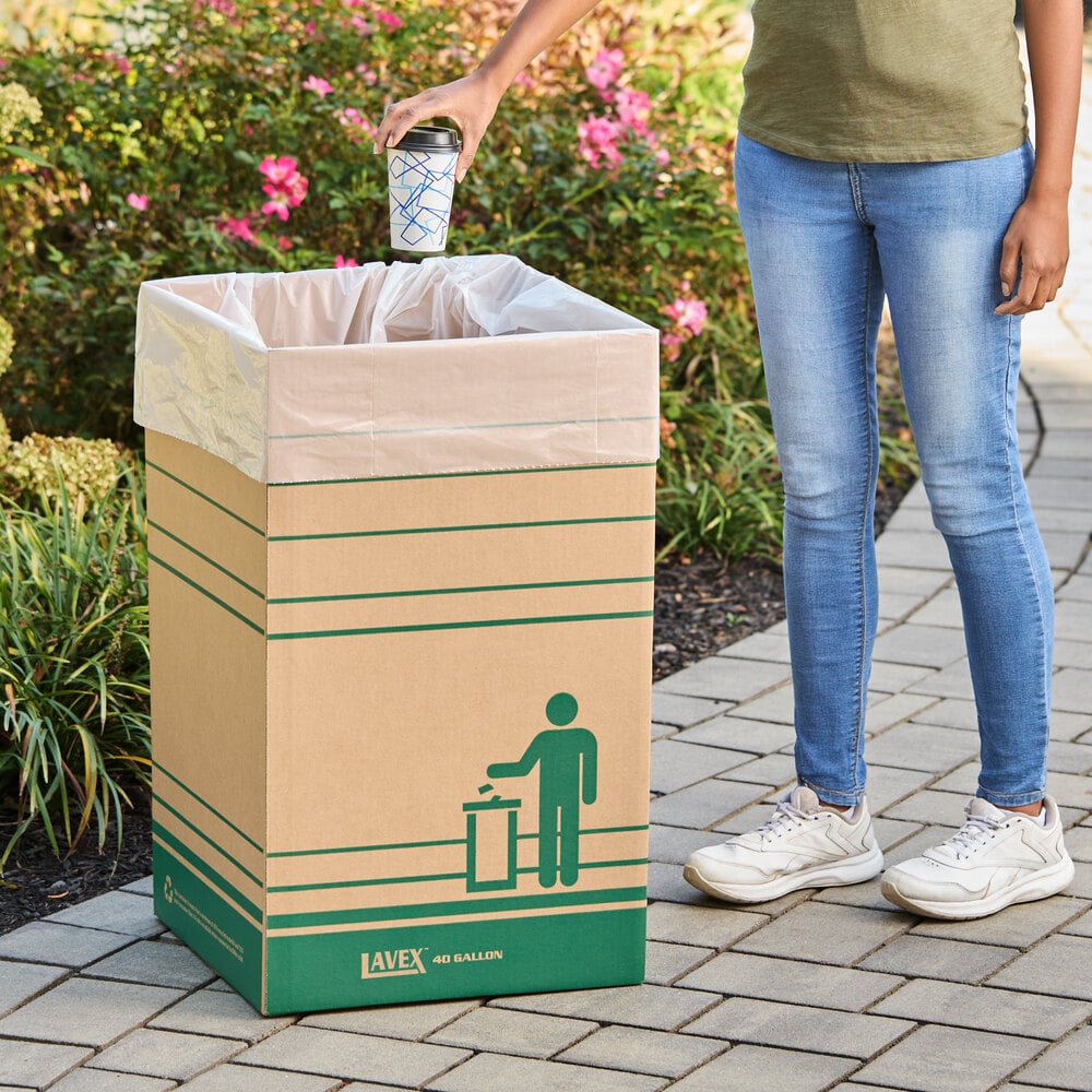 40 Gallon Kraft Corrugated Cardboard Trash and Recycling Container