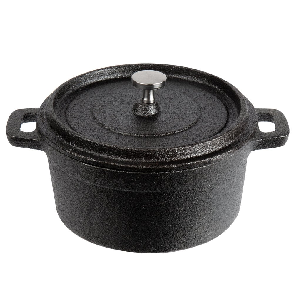 Valor 12 oz. Pre-Seasoned Mini Cast Iron Fondue Pot / Butter Warmer