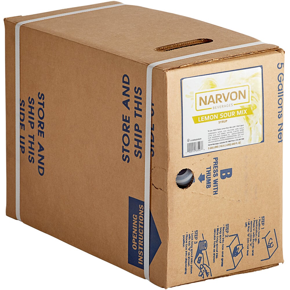Narvon Lemon Sour Beverage Syrup 5 Gallon Bag in Box