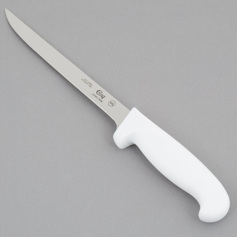 Choice 8" White Narrow SemiStiff Fillet Knife