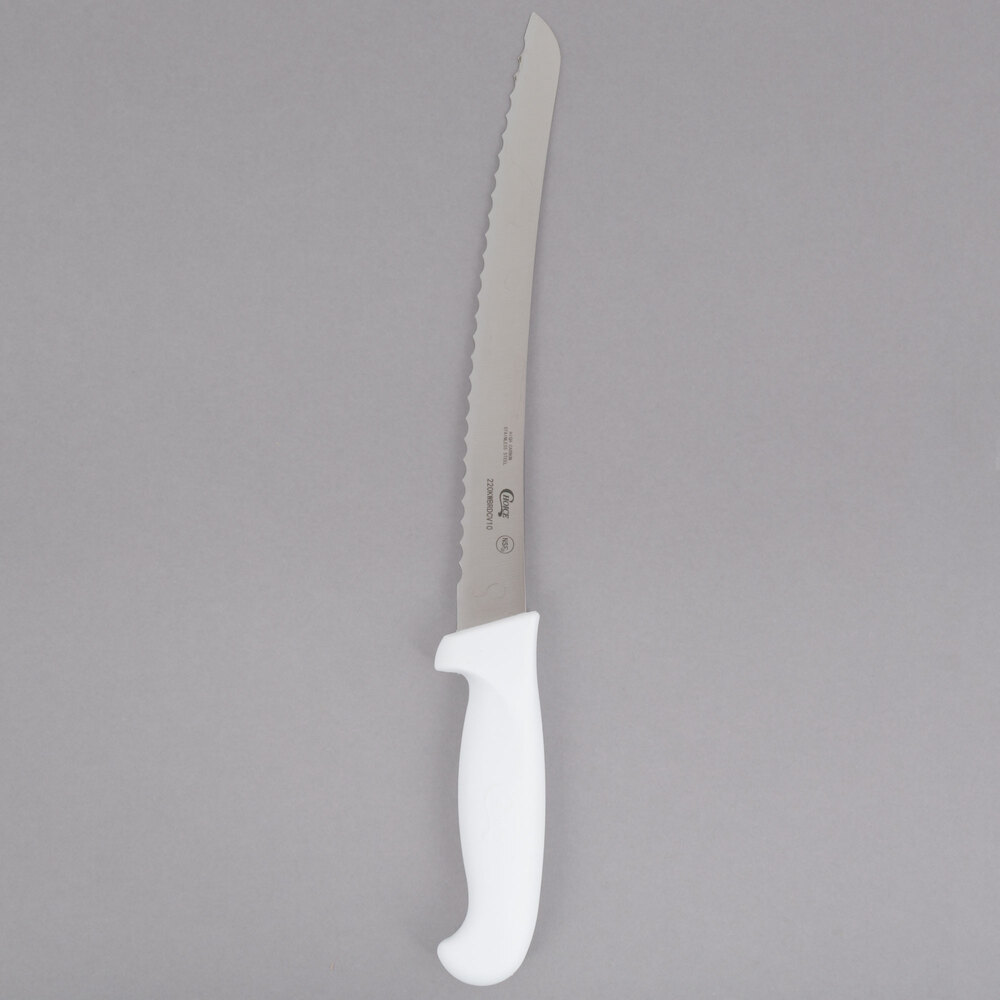 Choice 10" White Curved Serrated Edge Bread Knife