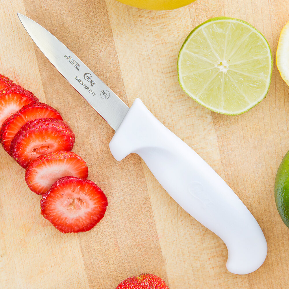 Paring Knives Set Of 3 White Handle 3.25 inch Paring Dishwasher Safe Fruit  Choice Pairing Knife, Small Piece Kitchen knive pack sharp professional