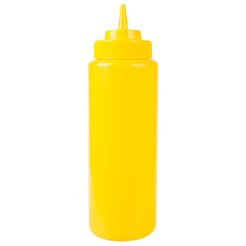 Choice 32 oz. Yellow Wide Mouth Squeeze Bottle 6/Pack