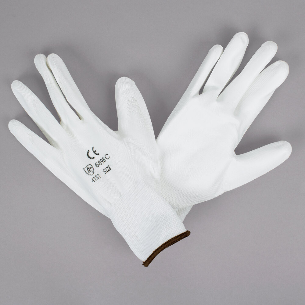 Cordova White Polyester Gloves with White Polyurethane Palm Coating