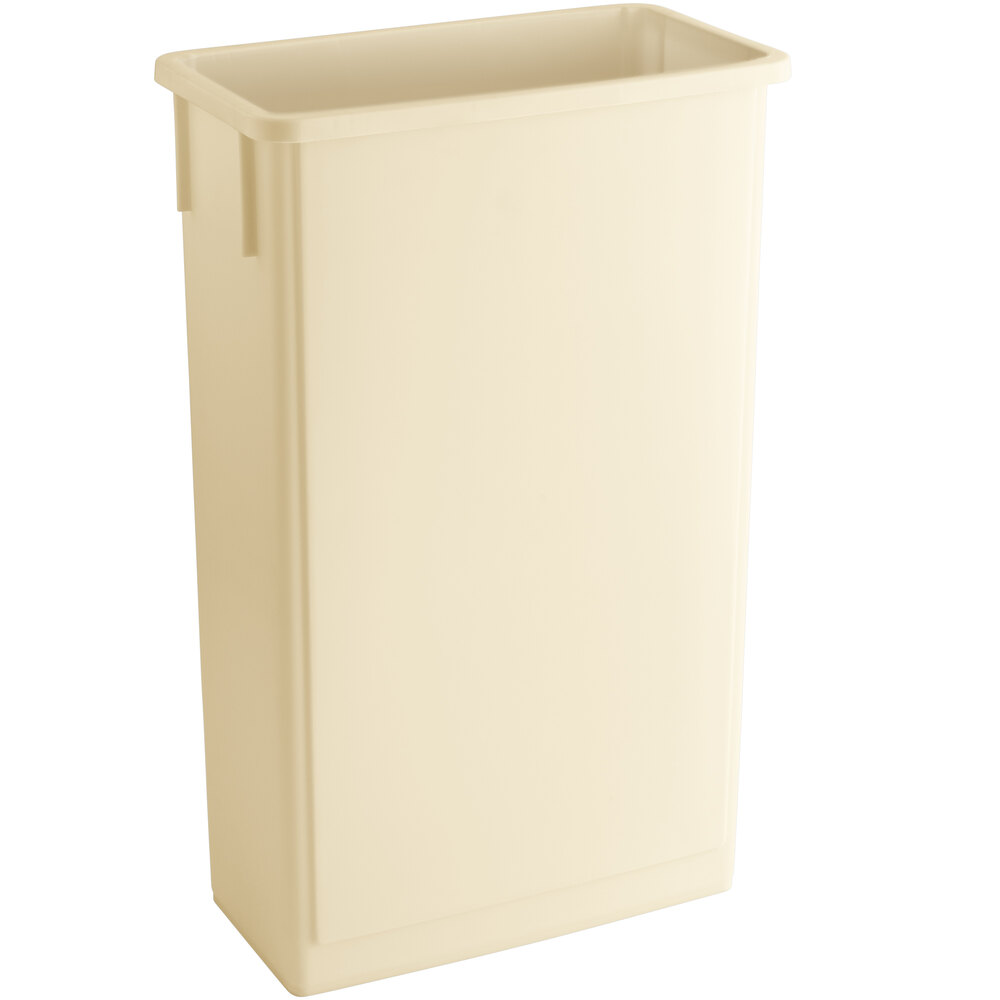 Lavex Janitorial 23 Gallon Beige Slim Rectangular Trash Can