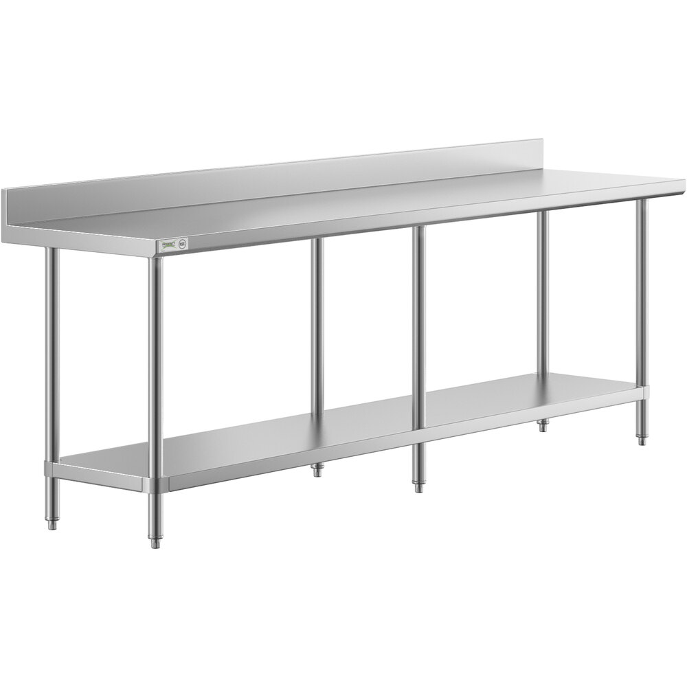 Regency 24 inch x 96 inch 16-Gauge Stainless Steel Commercial Work Table with 4 inch Backsplash and Undershelf