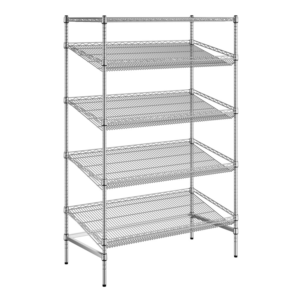 Regency Chrome 5-Shelf Angled Stationary Merchandising Rack - 24