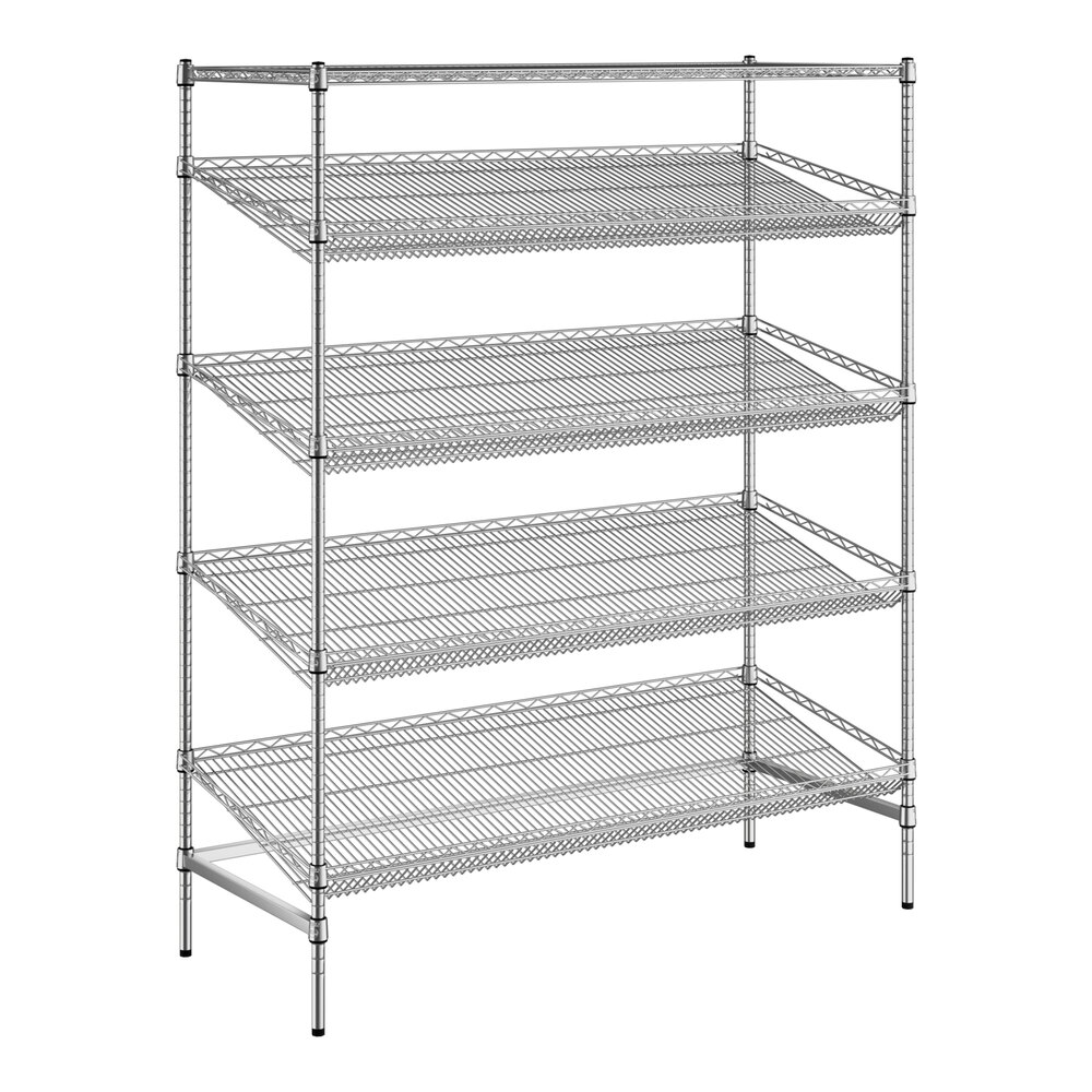 Regency Chrome 5-Shelf Angled Stationary Merchandising Rack - 24