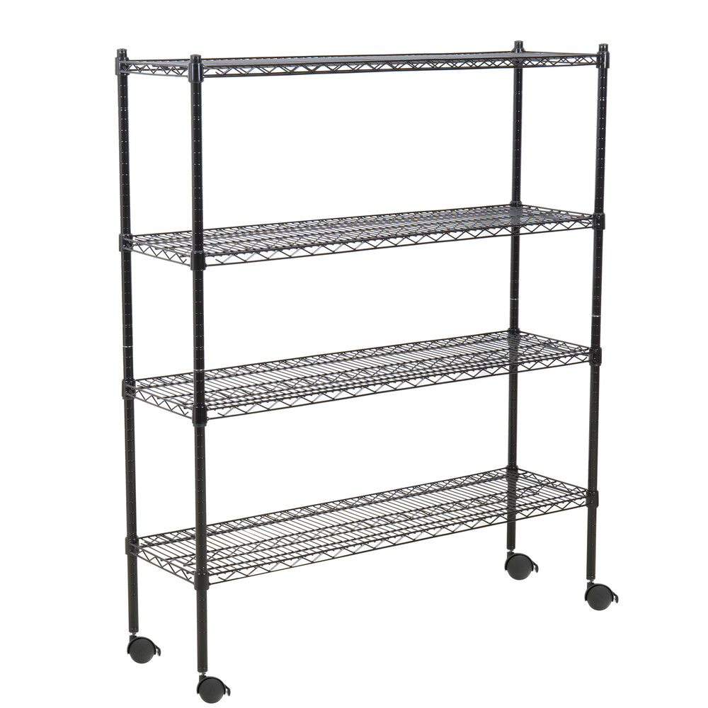 360 Office Furniture 14" x 48" Black Wire Shelving Unit with 54" Posts