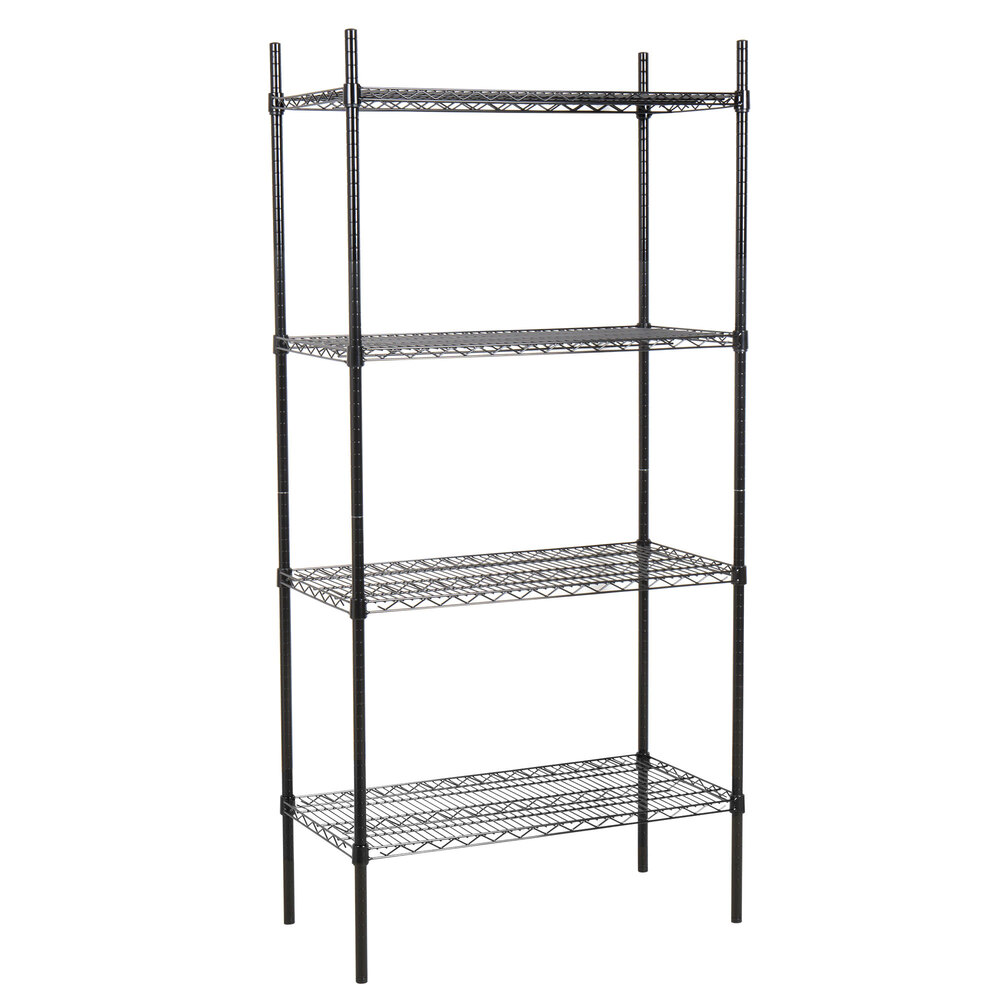 360 Office Furniture 18" x 36" Black Wire Shelving Unit with 74" Posts