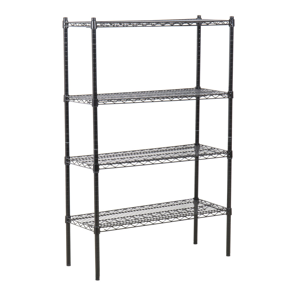 360 Office Furniture 14" x 36" Black Wire Shelving Unit with 54" Posts