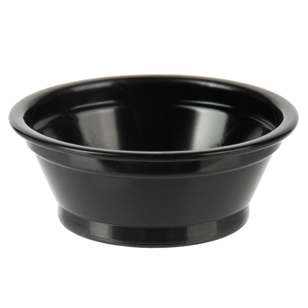 Choice 0.5 oz. Black Plastic Souffle Cup / Portion Cup