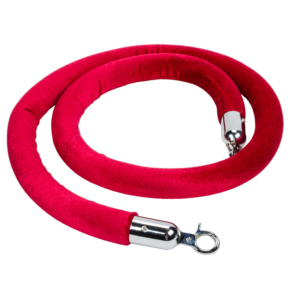 Aarco Red 6' Stanchion Rope with Chrome Ends for Rope Style Crowd ...