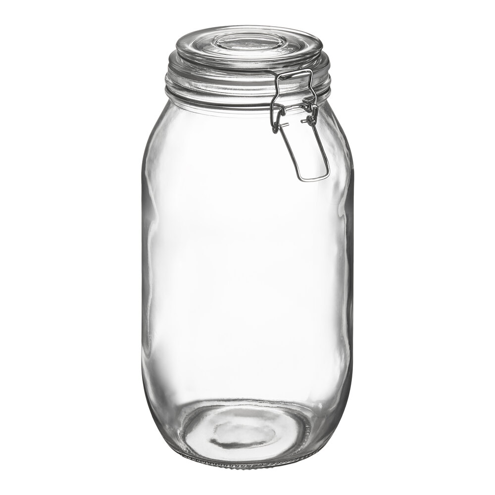 Choice 76 oz. Hinge Top Glass Storage Jar