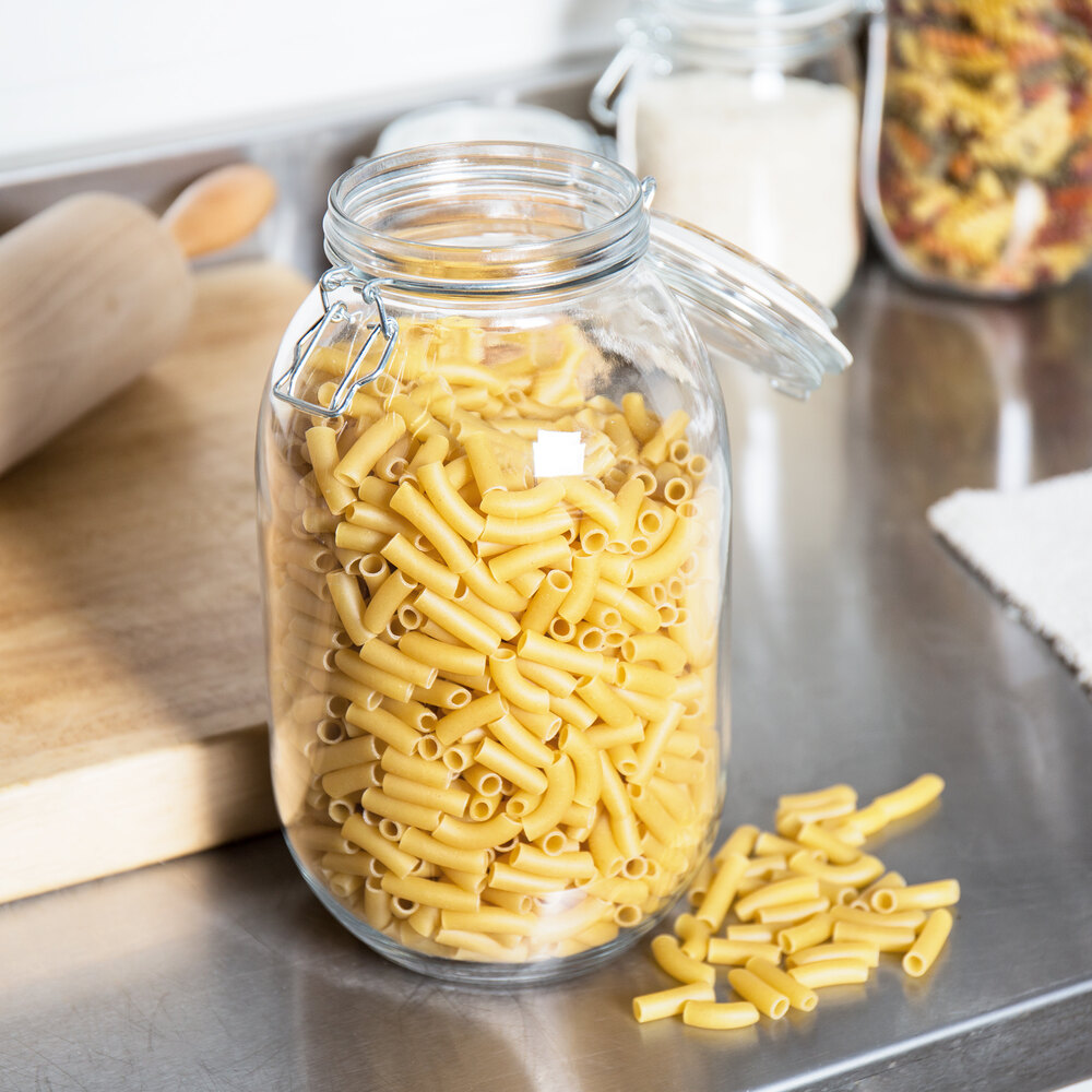 Choice 105 oz. Hinge Top Glass Storage Jar