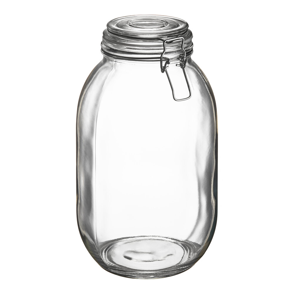 Choice 105 oz. Hinge Top Glass Storage Jar