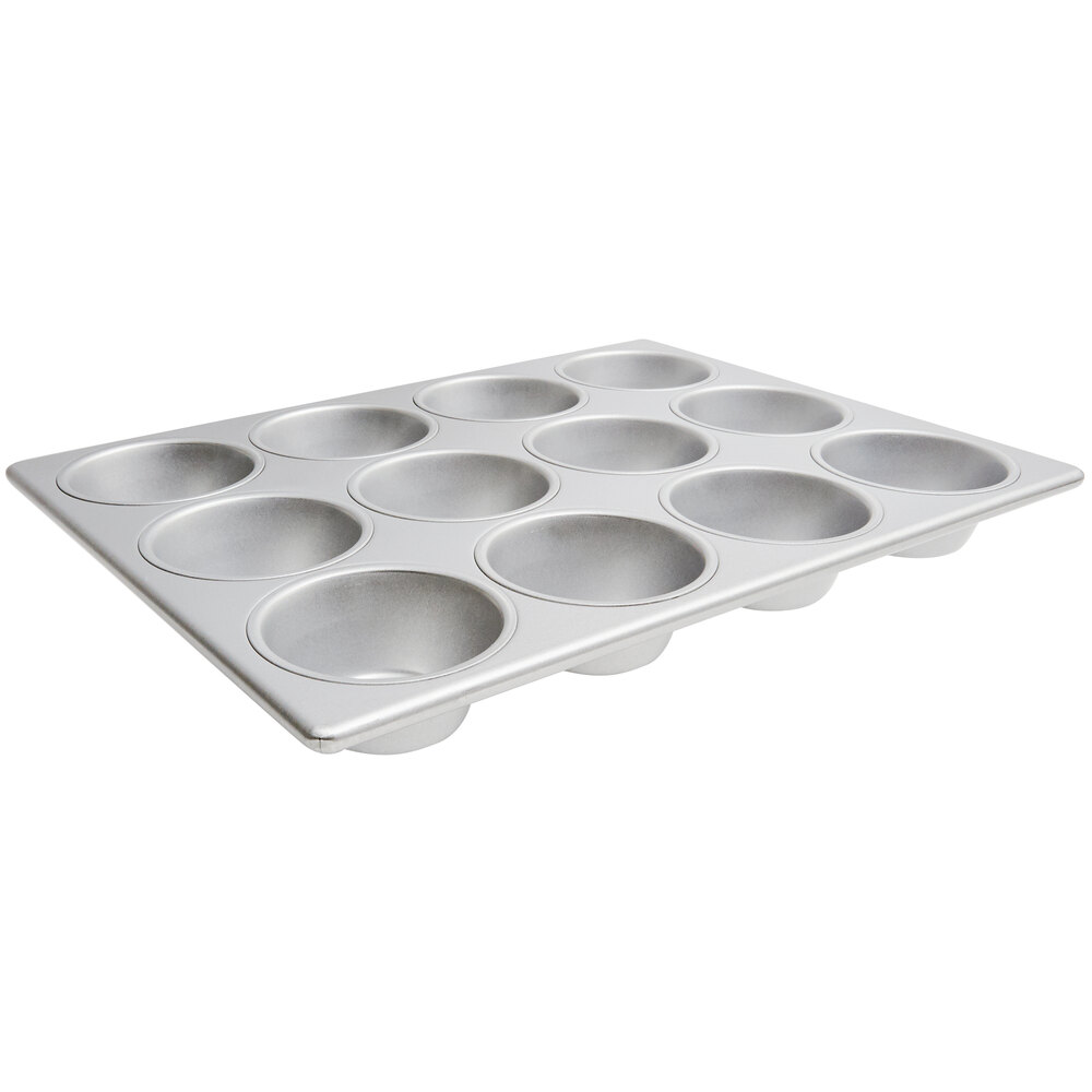 12 Cup 6 oz. Glazed Aluminized Steel Jumbo Muffin / Cupcake Pan 13 1/