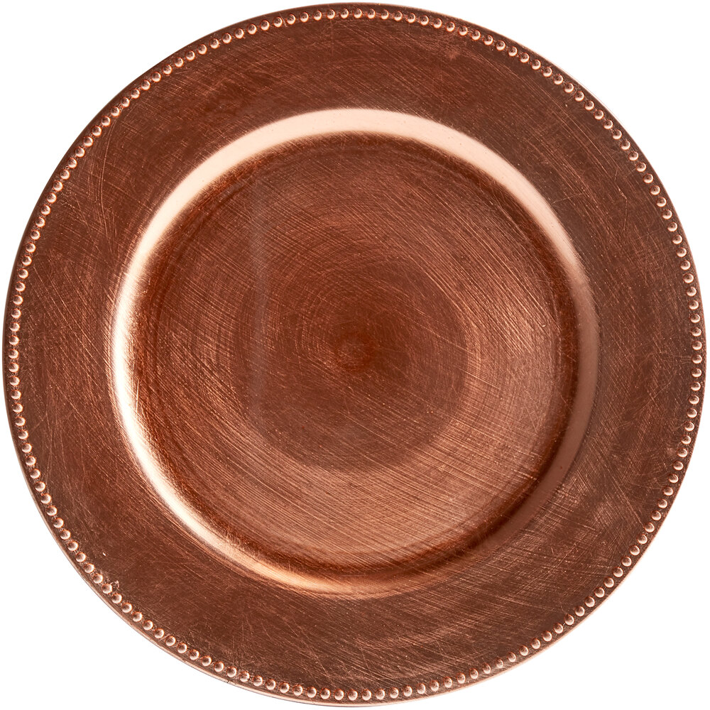 Charge It by Jay 13" Round Rose Gold Beaded Plastic Charger Plate 12/Pack